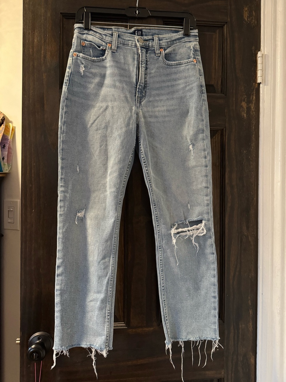 GAP Light Wash Distressed Straight Jeans